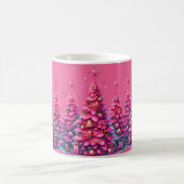 Roze kerstboom trendy preppy esthetiek koffiemok (Center)