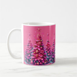 Roze kerstboom trendy preppy esthetiek koffiemok