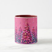 Roze kerstboom trendy preppy esthetiek mok (Midden)