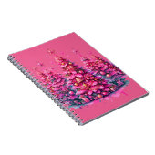 Roze kerstboom trendy preppy esthetiek notitieboek (Rechterzijde)
