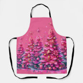 Roze kerstboom trendy preppy esthetiek schort (Voorkant)