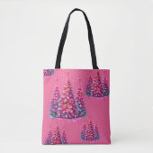 Roze kerstboom trendy preppy esthetiek tote bag (Voorkant)