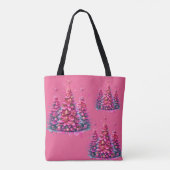 Roze kerstboom trendy preppy esthetiek tote bag (Achterkant)