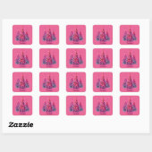 Roze kerstboom trendy preppy esthetiek vierkante sticker (Vel)