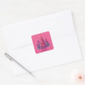 Roze kerstboom trendy preppy esthetiek vierkante sticker (Envelop)