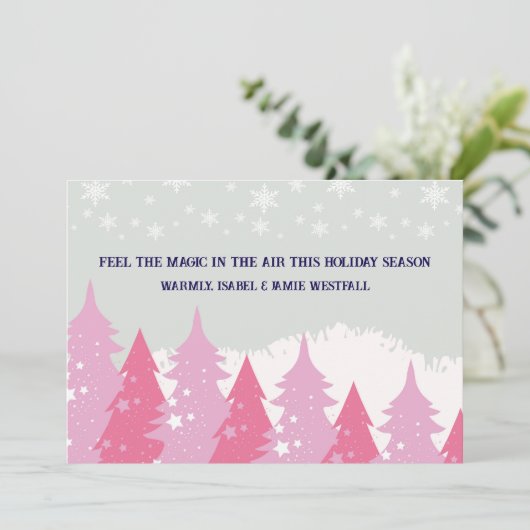 Roze kerstboom vakantie Kaart (Staand voorkant)