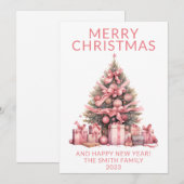 Roze kerstboom vakantie Kaart (Voorkant / Achterkant)