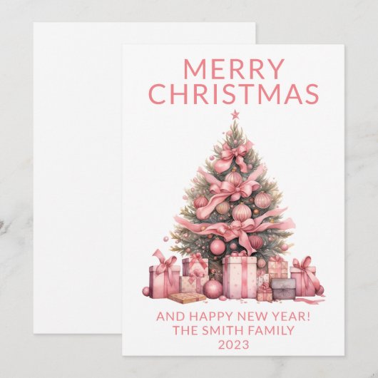 Roze kerstboom vakantie Kaart (Voorkant / Achterkant)