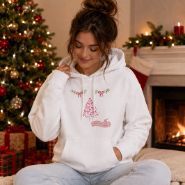 Roze Kerstboom Vakantie Volwassenen Hoodie