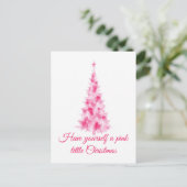 Roze Kerstboom Vakantiegroet Briefkaart (Staand voorkant)