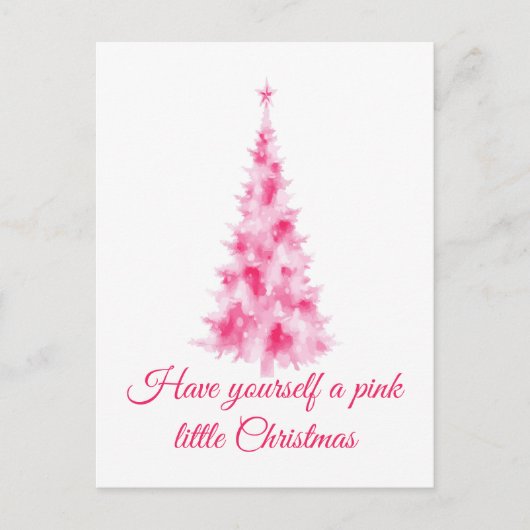 Roze Kerstboom Vakantiegroet Briefkaart (Voorkant)