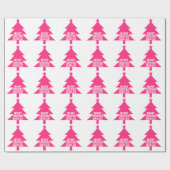 Roze Kerstboom Vrolijk Kerstfeest Custom Name Cadeaupapier (Vlak)