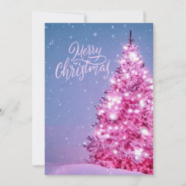 Roze kerstboom vrolijke kerstkaart kaart