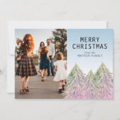 Roze kerstboom Waterverf Kunstfoto Feestdagenkaart (Voorkant)