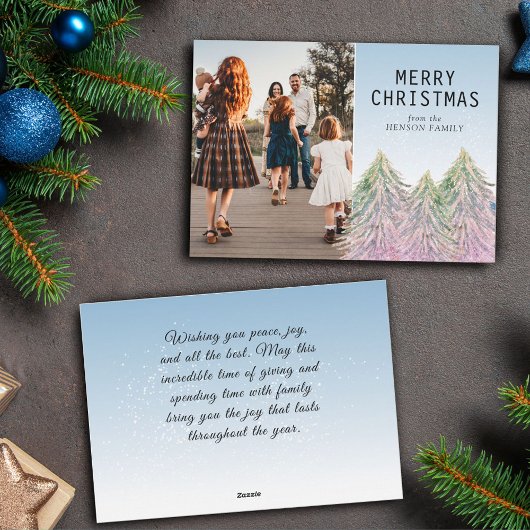 Roze kerstboom Waterverf Kunstfoto Feestdagenkaart