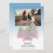 Roze kerstboom Waterverf Kunstfoto Feestdagenkaart (Voorkant / Achterkant)