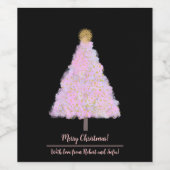 Roze kerstboom wijn etiket (Enkel label)