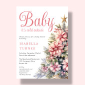 Roze | Kerstboom Winter Baby shower Kaart