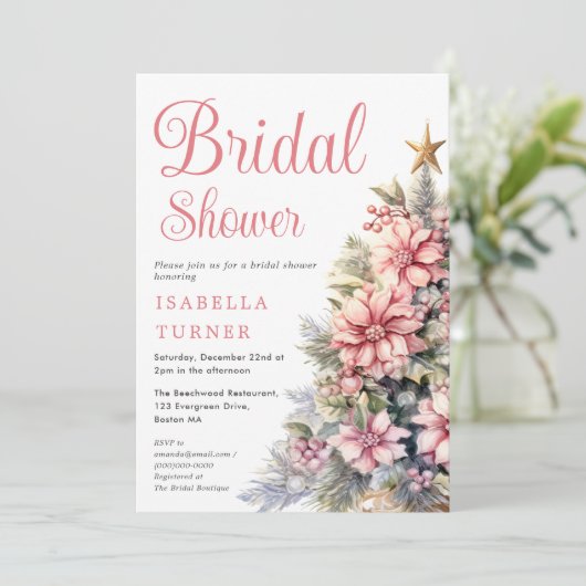 Roze | Kerstboom Winter Vrijgezellenfeest Kaart (Staand voorkant)