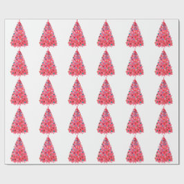 Roze kerstboom wit inpakpapier