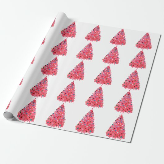 Roze kerstboom wit inpakpapier (Uitgerold)