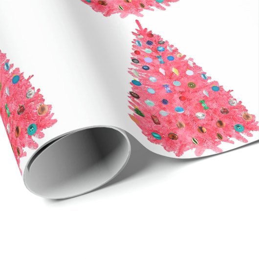 Roze kerstboom wit inpakpapier (Rol Hoek)