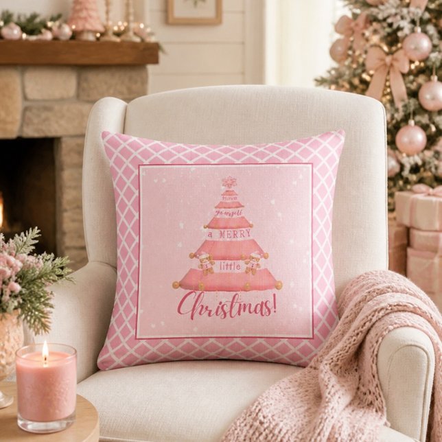 Roze Kerstboom Worp Kussen (Creator heeft geüpload)