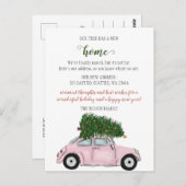 Roze kerstboomauto die we hebben verplaatst briefkaart (Voorkant / Achterkant)