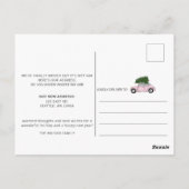 Roze kerstboomauto's Verplaatsde feestdag Briefkaart (Achterkant)