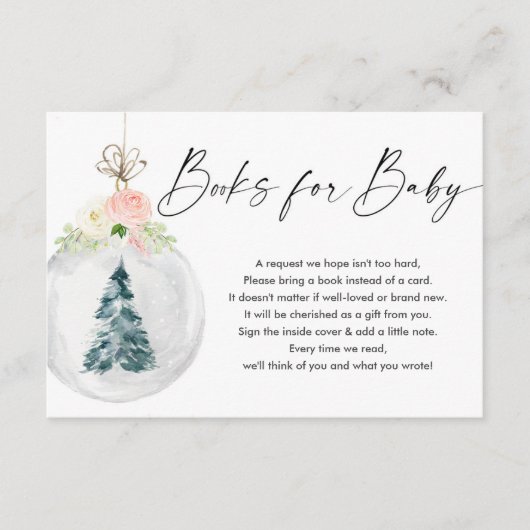 Roze kerstboomboeken voor gouden meisjes voor baby informatiekaartje (Voorkant)