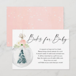 Roze kerstboomboeken voor gouden meisjes voor baby informatiekaartje