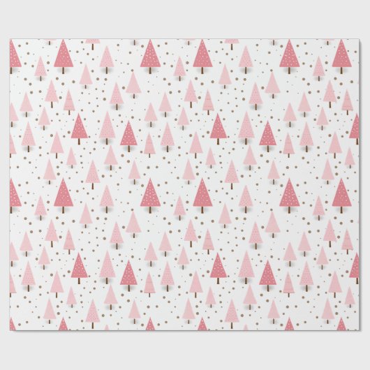 Roze kerstboomfeestdag cadeaupapier (Vlak)