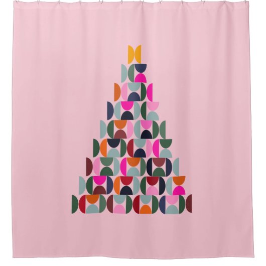 Roze kerstboomgordijn douchegordijn (Voorkant)