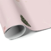 Roze kerstboominpakpapier voor rendieren cadeaupapier (Rol Hoek)