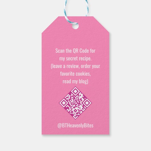 Roze Kerstboomkoek Sneeuwvlok Promo QR-code Cadeaulabel (Achterkant)
