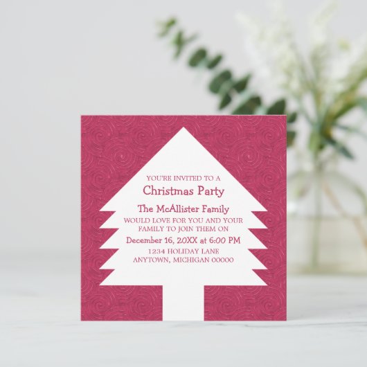 Roze kerstboomkoorts uitgenodigd kaart (Staand voorkant)