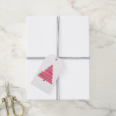 Roze kerstboomkunst cadeaulabel (Met Touw)