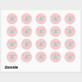 Roze kerstboomnaam ronde sticker (Vel)