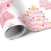 roze kerstboomnostalgie cadeaupapier (Rol Hoek)