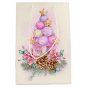 Roze kerstboomornament en cadeaudoos medium cadeauzakje (Voorkant)