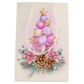 Roze kerstboomornament en cadeaudoos medium cadeauzakje (Achterkant)