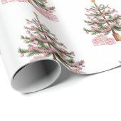 Roze kerstboompapier cadeaupapier (Rol Hoek)