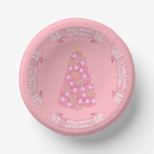 Roze kerstboompapieren Bowl Papieren Kommen (Voorkant)