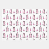 Roze kerstboompatronen Glitter & Leopard Fun Inpakpapier Vel (Voorkant 2)