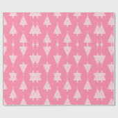 Roze kerstboompatroon cadeaupapier (Vlak)