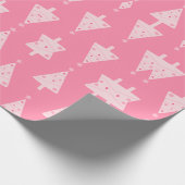 Roze kerstboompatroon cadeaupapier (Hoek)
