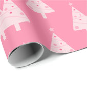 Roze kerstboompatroon cadeaupapier (Rol Hoek)