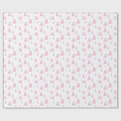 Roze kerstboompatroon cadeaupapier (Vlak)