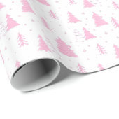 Roze kerstboompatroon cadeaupapier (Rol Hoek)