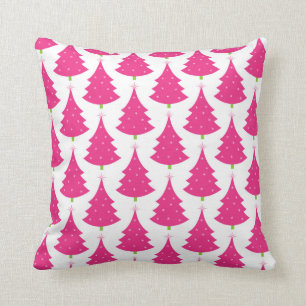 roze kerstboompatroon kussen